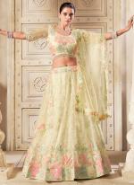 Premium Net Light Lemon Wedding Wear Sequins Work Lehenga Choli